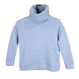 Womens GapFit Quilted Light Blue Turtleneck Sweatshirt Polyester Stretch Size S